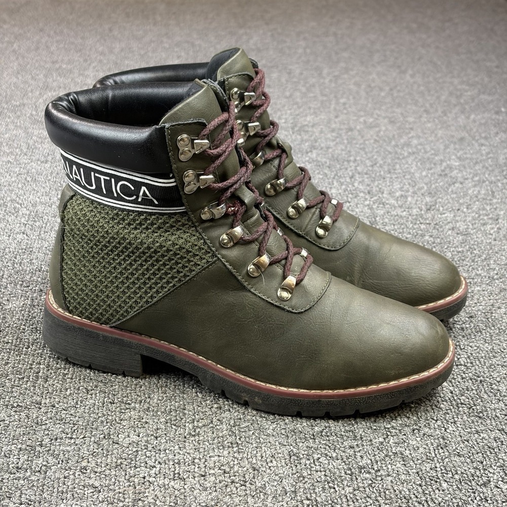 Nautica Boot Women's Size 8 Phoenix Hiking Lace Up Ankle Boots Olive Green Black